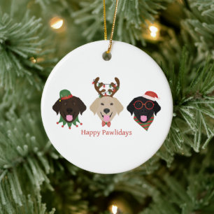 Lycklig Pawlidays Labrador Retriever Hundar Julgransprydnad Keramik