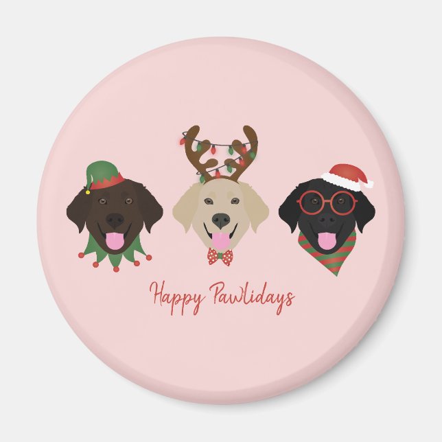 Lycklig Pawlidays Labrador Retriever Hundar Magnet (Framsidan)