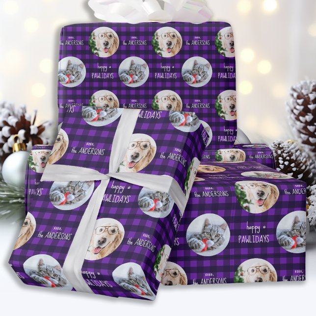 Lycklig Pawlidays Lila Helgdag Play Pet Hund Photo Presentpapper (Skapare uppladdad)