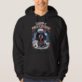 Lycklig Pawlidays Long-HERDachshund God jul Hoodie