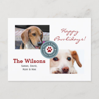 Lycklig Pawlidays Många Photo Pet Helgdag Card Helg Vykort