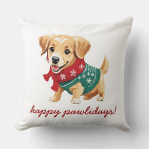 Lycklig Pawlidays Mysigt jul - Golden Retriever Kudde