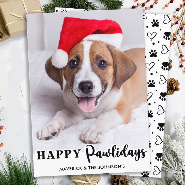 Lycklig Pawlidays Personlig Cute Pet Hund Photo Julkort (Skapare uppladdad)