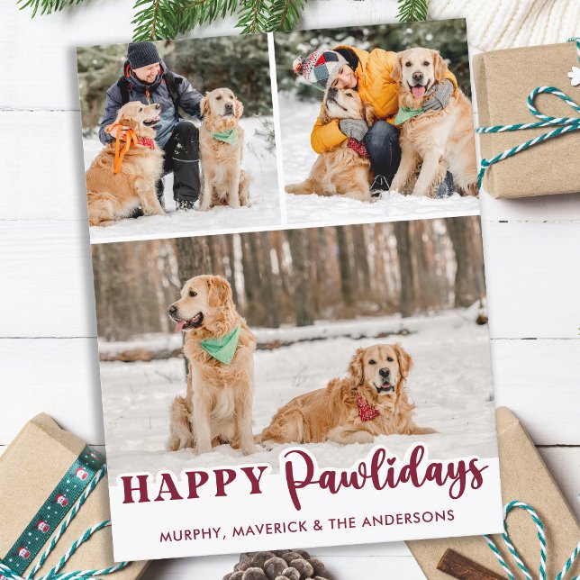 Lycklig Pawlidays Personlig Modern Hund 3-foton Helg Vykort (Skapare uppladdad)