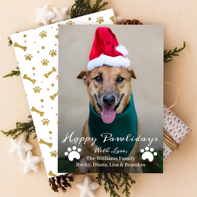 Lycklig Pawlidays Pet Hund Puppy Photo Jul Julkort (Skapare uppladdad)