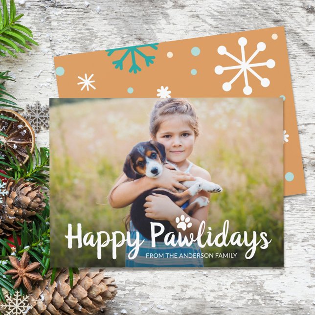 Lycklig Pawlidays Pet Hund Puppy Photo Julkort (Skapare uppladdad)
