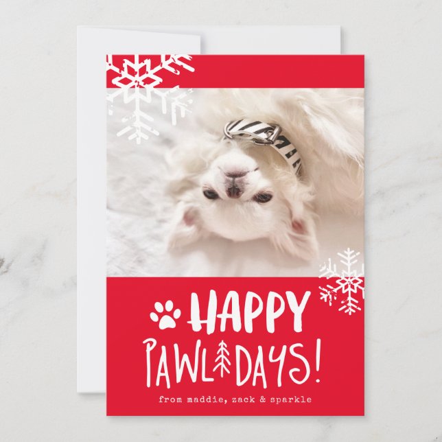 Lycklig Pawlidays | Pet Photo Helgdag Card Julkort (Framsida)