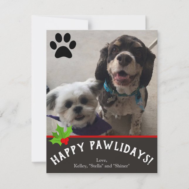 Lycklig Pawlidays Pet Photo-julkort Julkort (Framsida)