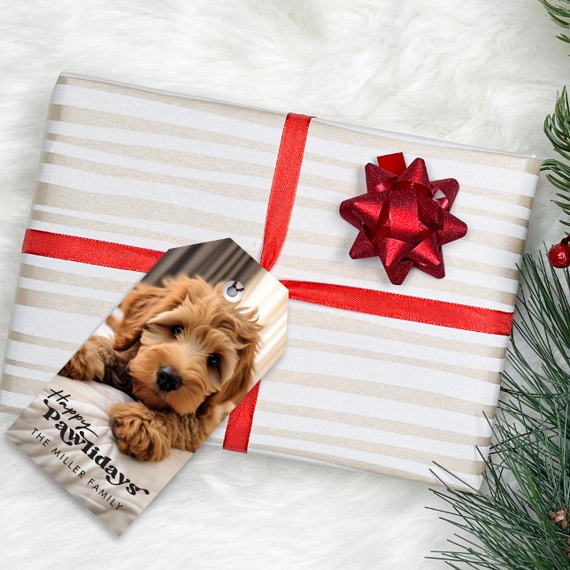 Lycklig Pawlidays Photo Hund Pet Gift Märkre Presentetikett (Happy Pawlidays Photo Dog Pet Gift Tag)