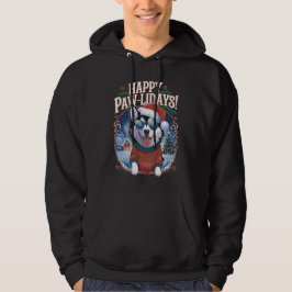 Lycklig Pawlidays Pomsky God jul Helgdagar Hoodie