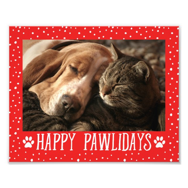 Lycklig Pawlidays | Röd Helgdag Fototryck (Framsidan)