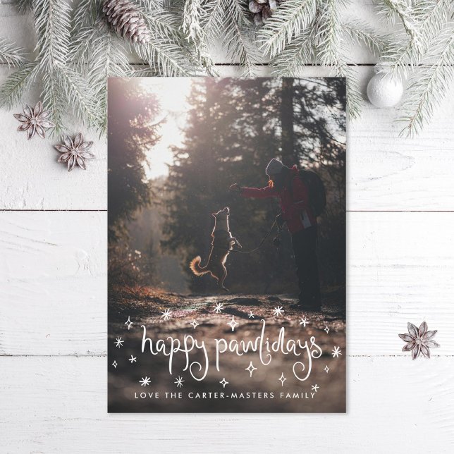 Lycklig Pawlidays Roligt Stars Hund Photo Julkort (Skapare uppladdad)