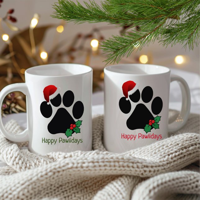 Lycklig Pawlidays-Roligten Santa Paw Skriv ut jul  Kaffemugg (Skapare uppladdad)