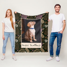 Lycklig Pawlidays Rosa Black One Line Pet Photo Fleecefilt