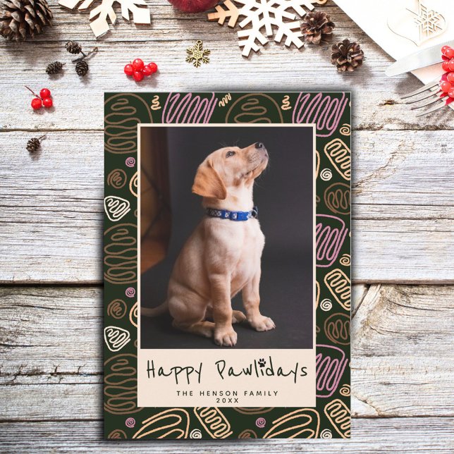 Lycklig Pawlidays Rosa Black One Line Pet Photo Ho Julkort (Skapare uppladdad)