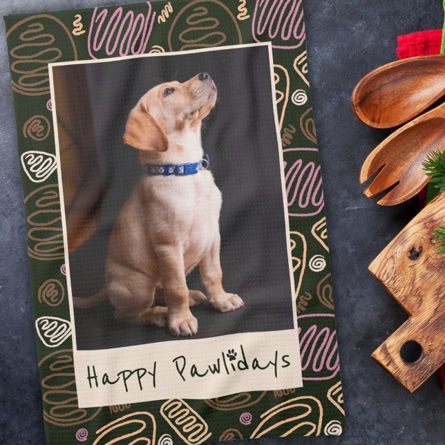 Lycklig Pawlidays Rosa Black One Line Pet Photo Kökshandduk (Skapare uppladdad)