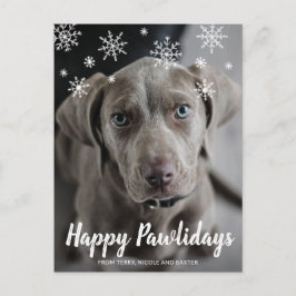 Lycklig Pawlidays Snöflingor Hund Fotojul Helg Vykort