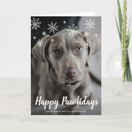 Lycklig Pawlidays Snöflingor Hund Fotojul Helgkort