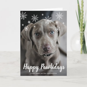 Lycklig Pawlidays Snöflingor Hund Fotojul Helgkort