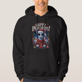 Lycklig Pawlidays Sphynx Cat God jul Helgdag Hoodie