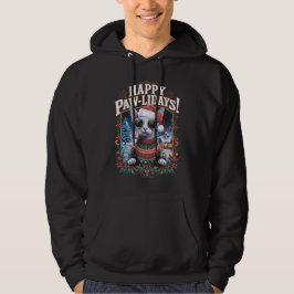Lycklig Pawlidays Sphynx Cat God jul Helgdag Hoodie