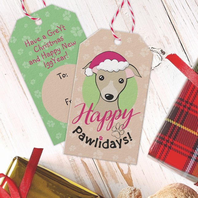 Lycklig pawlidays Tecknad fawn igg hund Presentetikett (Skapare uppladdad)