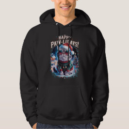 Lycklig Pawlidays Tuxedo Cat God jul Helgdag Hoodie