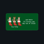 Lycklig Pawlidays Welsh Wire Fox Terrier Hund Adressetikett<br><div class="desc">Cute illustration av Welsh and Wire Terrier Hundar med Helgdag décor.</div>