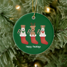 Lycklig Pawlidays Welsh Wire Fox Terrier Hundar Julgransprydnad Keramik