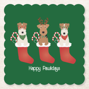 Lycklig Pawlidays Welsh Wire Fox Terrier Hundar Underlägg Papper