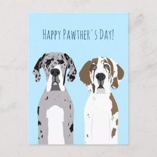 Lycklig Pawthers Day Cute Great dane Hundar Blue Vykort