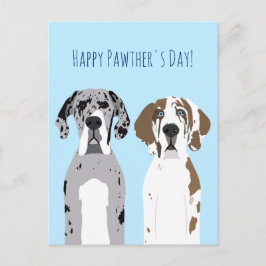 Lycklig Pawthers Day Cute Great dane Hundar Blue Vykort