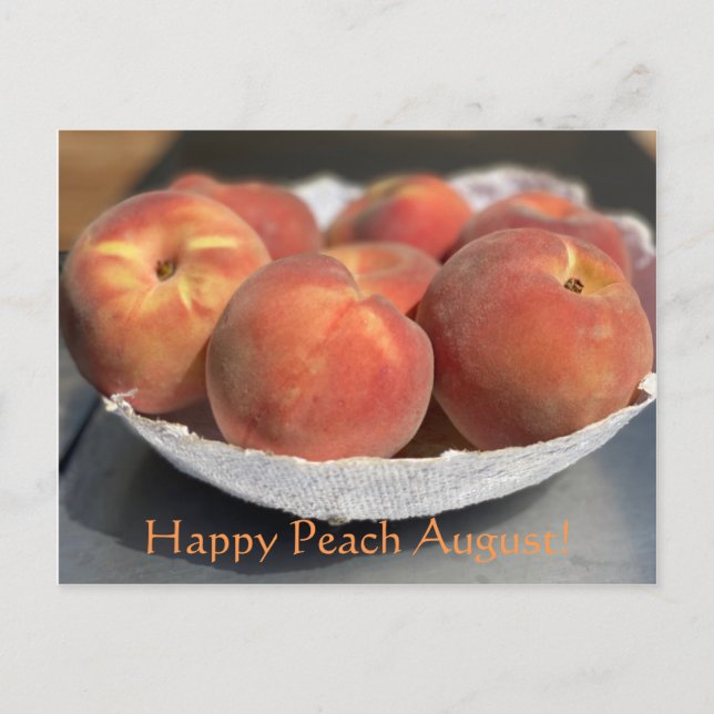Lycklig Peach August! Vykort (Framsida)