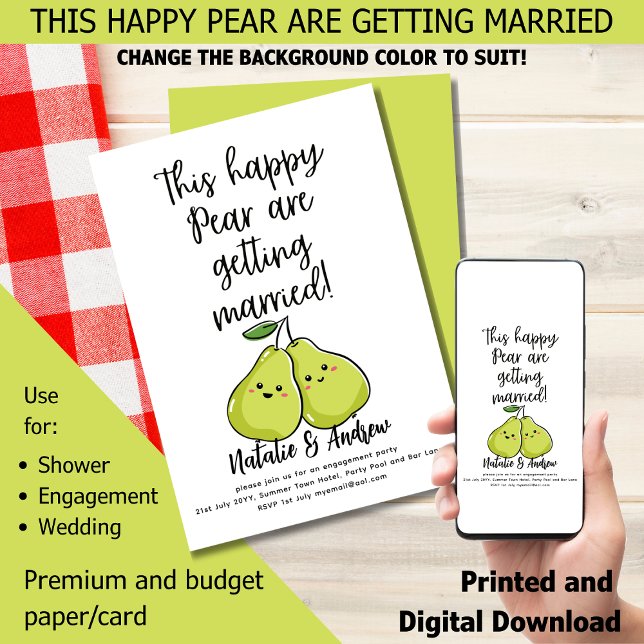 LYCKLIG PEAR LeahG Funny Cute Summer Möhippa Inbjudningar (Skapare uppladdad)