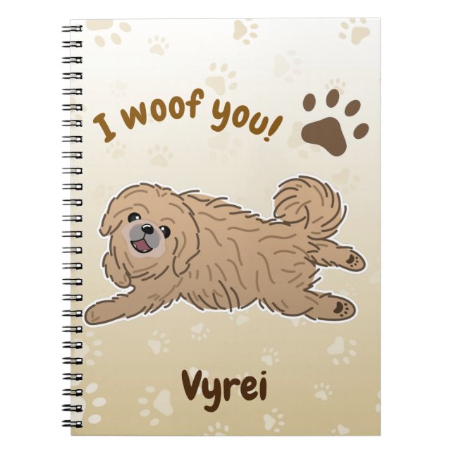 Lycklig Pekingese Hund älskare I Woof You Tassar Anteckningsbok (Framsidan)