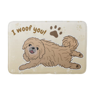 Lycklig Pekingese Hund älskare I Woof You Tassar Badrumsmatta