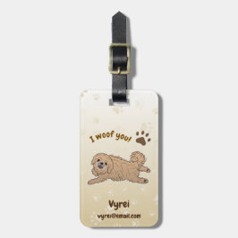 Lycklig Pekingese Hund älskare I Woof You Tassar Bagagebricka