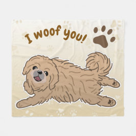 Lycklig Pekingese Hund älskare I Woof You Tassar Fleecefilt