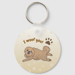 Lycklig Pekingese Hund älskare I Woof You Tassar Nyckelring
