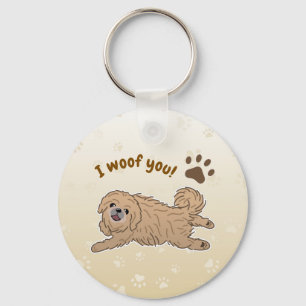 Lycklig Pekingese Hund älskare I Woof You Tassar Nyckelring