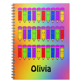 Lycklig Pencil! Spiral-foto-anteckningsbok Anteckningsbok