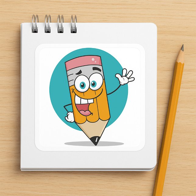 Lycklig Pencil Stickers Fyrkantigt Klistermärke (Skapare uppladdad)