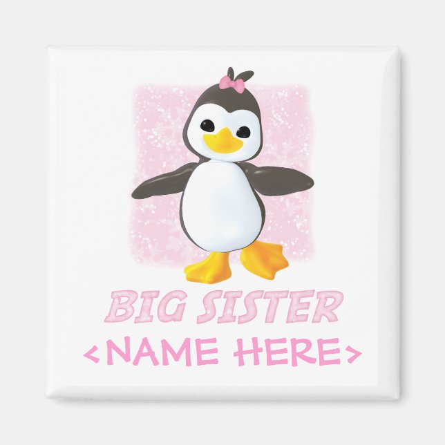 Lycklig Penguin Big Sister Magnet (Framsidan)