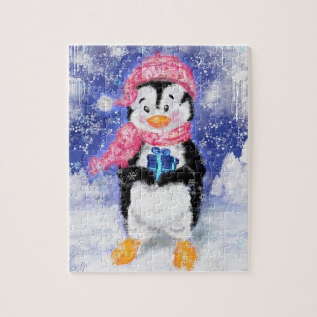 Lycklig Penguin - Cute - Jul Pussel (Vertikal)