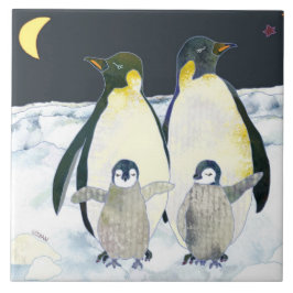 Lycklig Penguin-familjen Cute Animal juldeco Kakelplatta