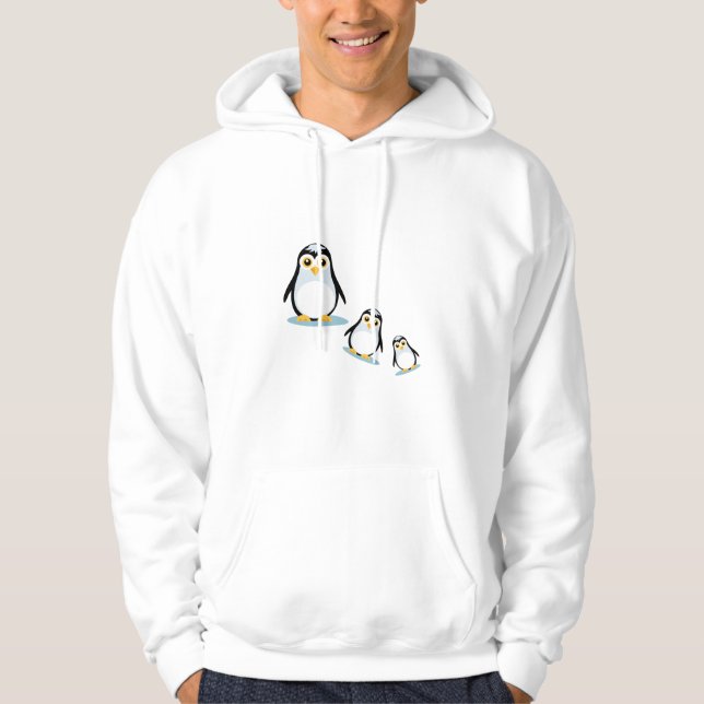 Lycklig Penguin-familjen Hoodie (Framsida)