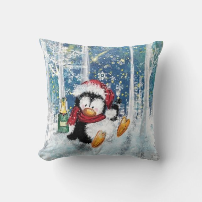 Lycklig Penguin - jul Kudde (Framsida)