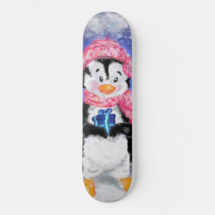 Lycklig Penguin - jul Mini Skateboard Bräda 18,5 Cm