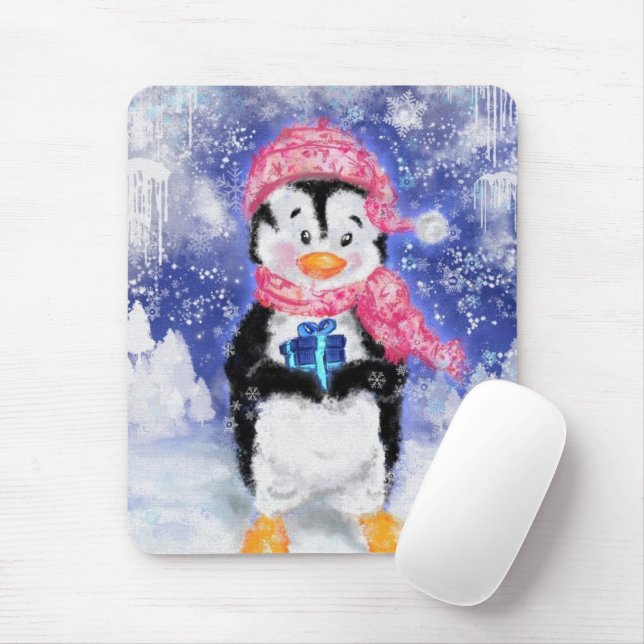 Lycklig Penguin - jul - Musmatta (Med mus)