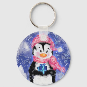 Lycklig Penguin - jul Nyckelring